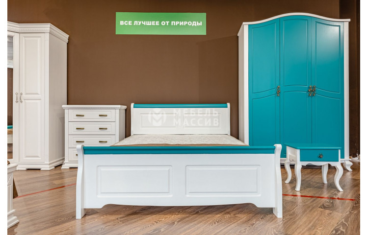 Кровать Сезанн Джаз (белая эмаль + бирюзовая эмаль RAL 5018)