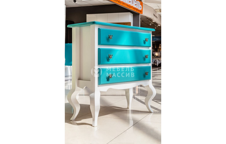 Комод Сезанн Джаз (белая эмаль + бирюзовая эмаль RAL 5018)