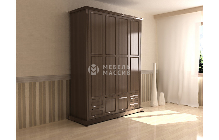 Шкаф четырехстворчатый с нижней антресолью Кардинал