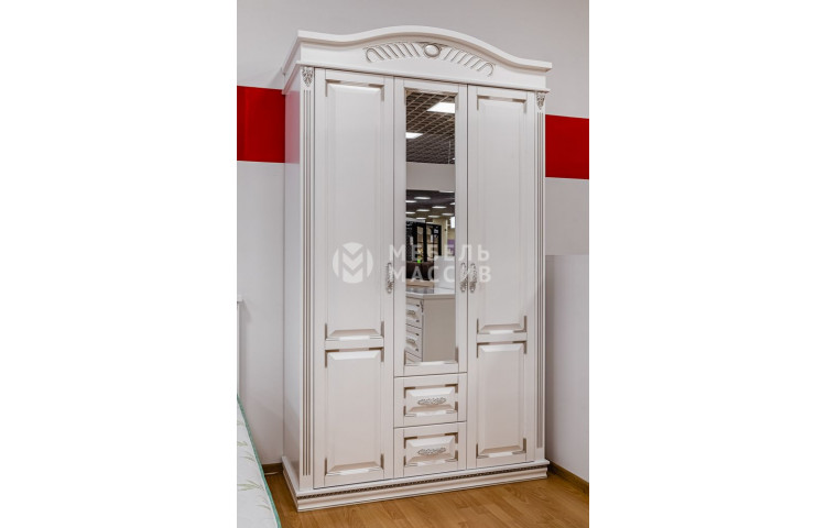 Шкаф Эйблер Люкс (белая эмаль с серебряной патиной)